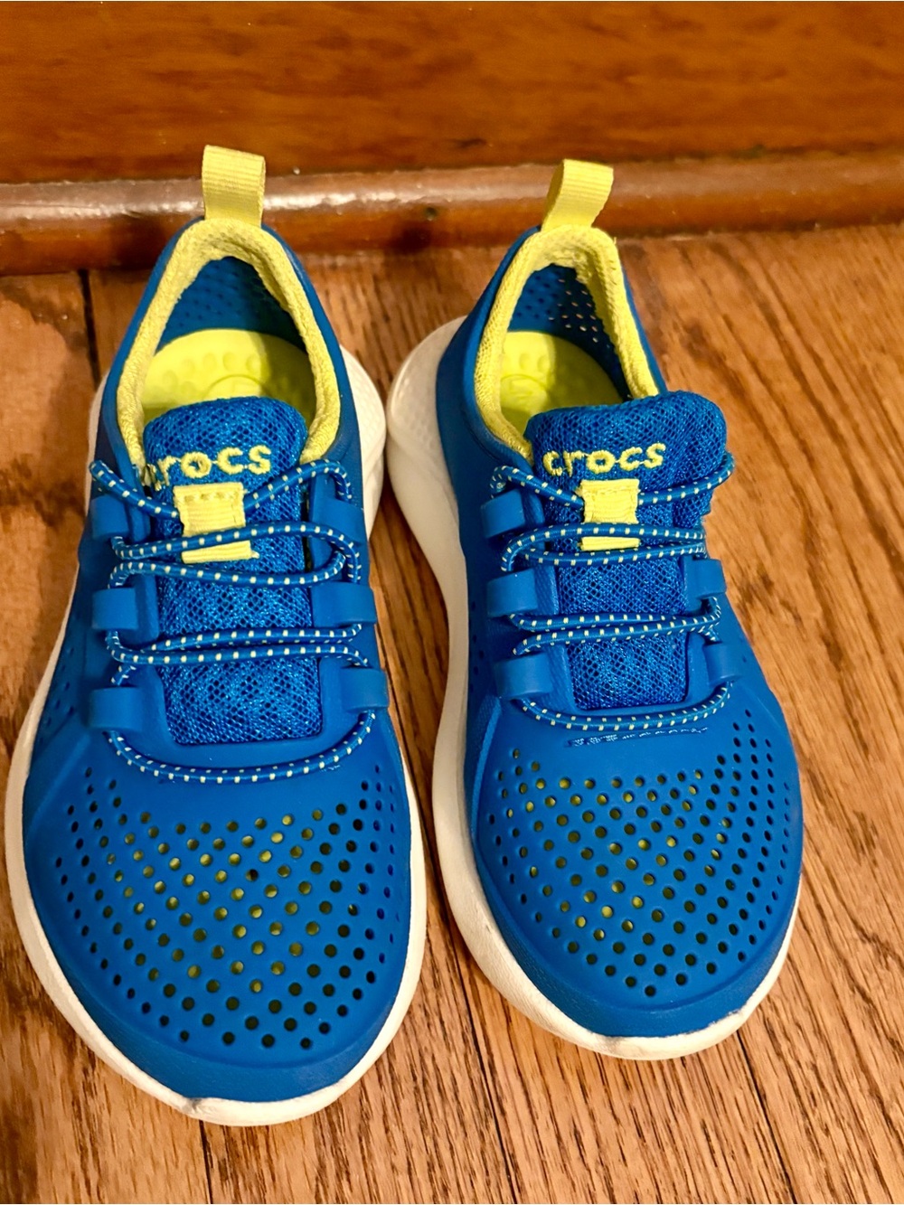 CROCS Blue and Yellow Toddlers' Lightweight Athletic Sneakers